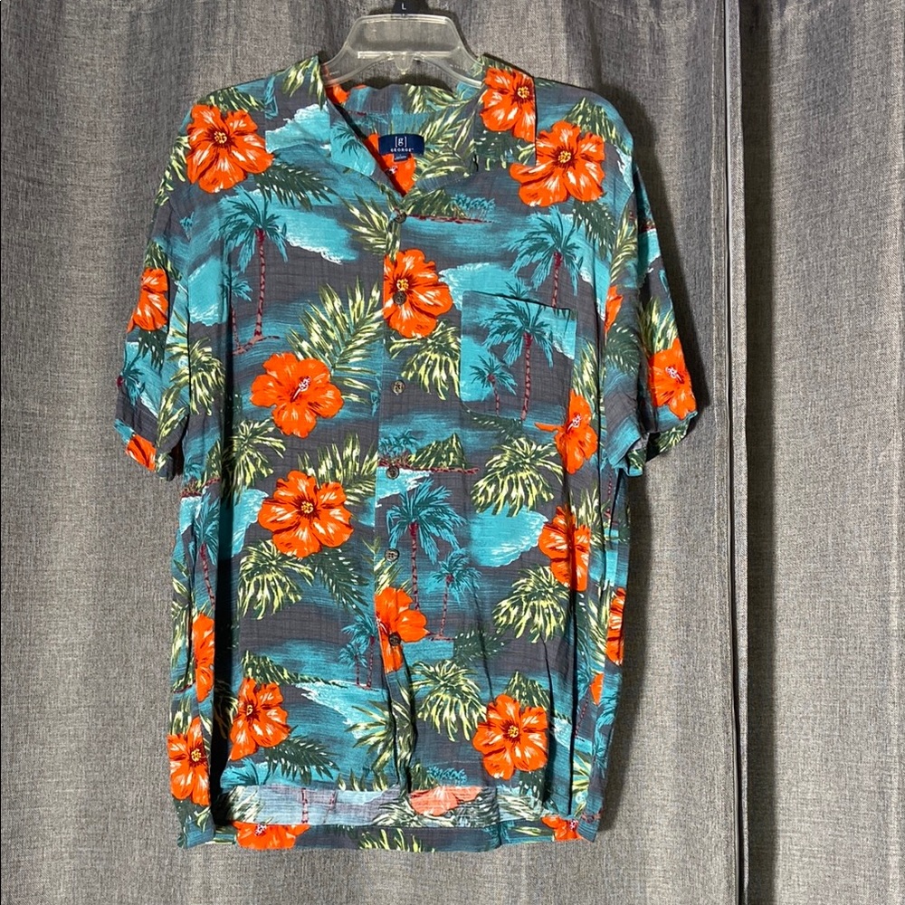 George Blue and Red Casual Button Down Shirt